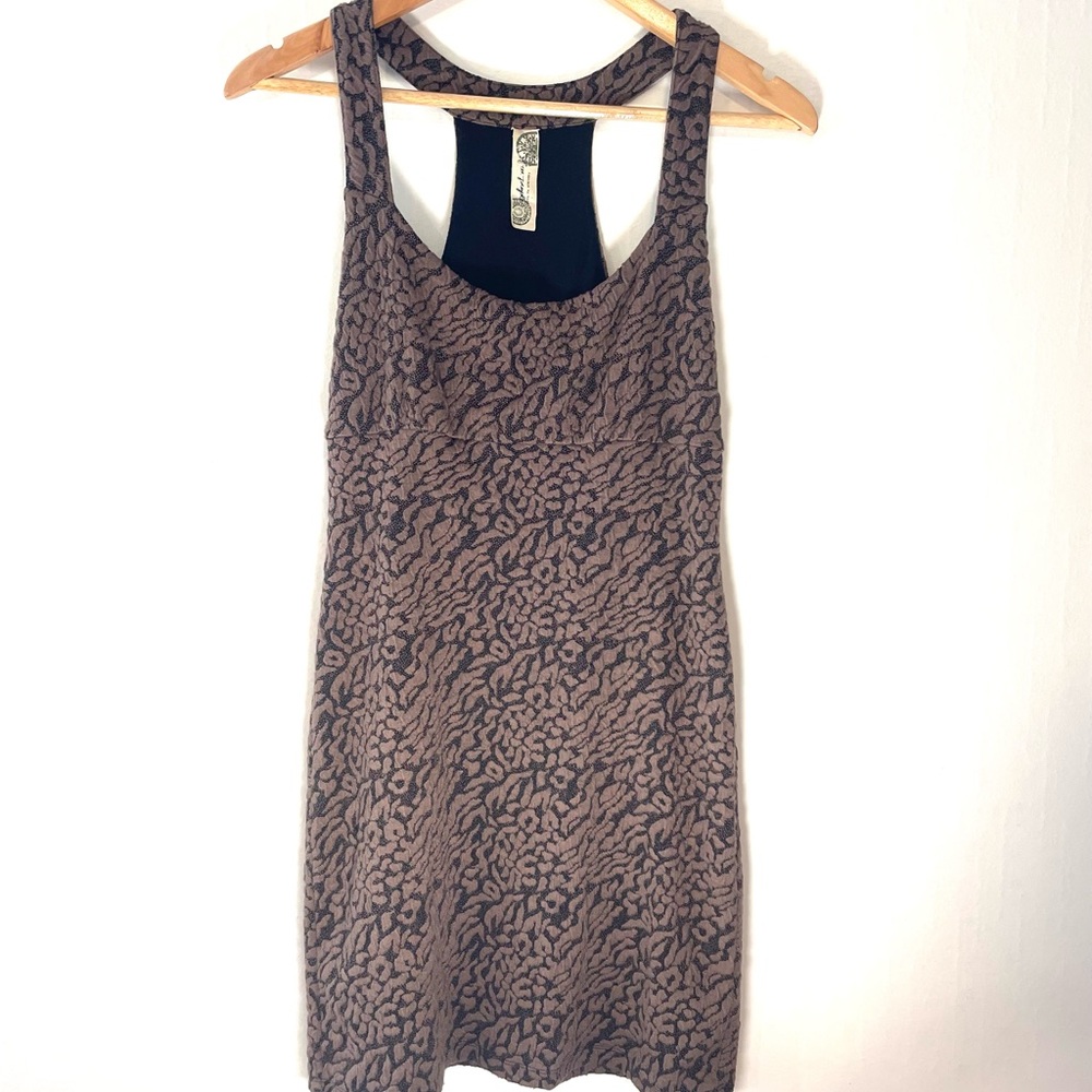 Free People Brown and Black Mini Dress